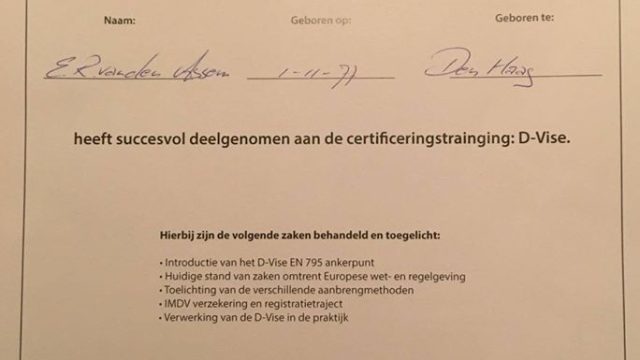 Certificatie valbeveiliging